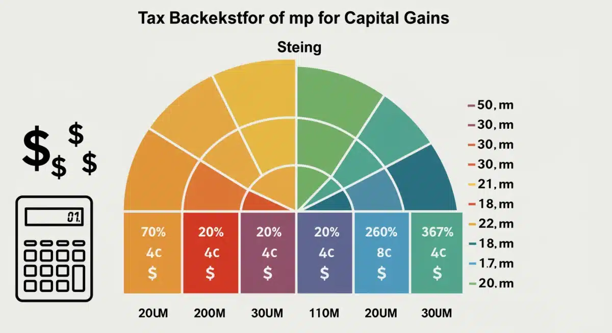 Visualizing capital gains tax brackets and income levels.