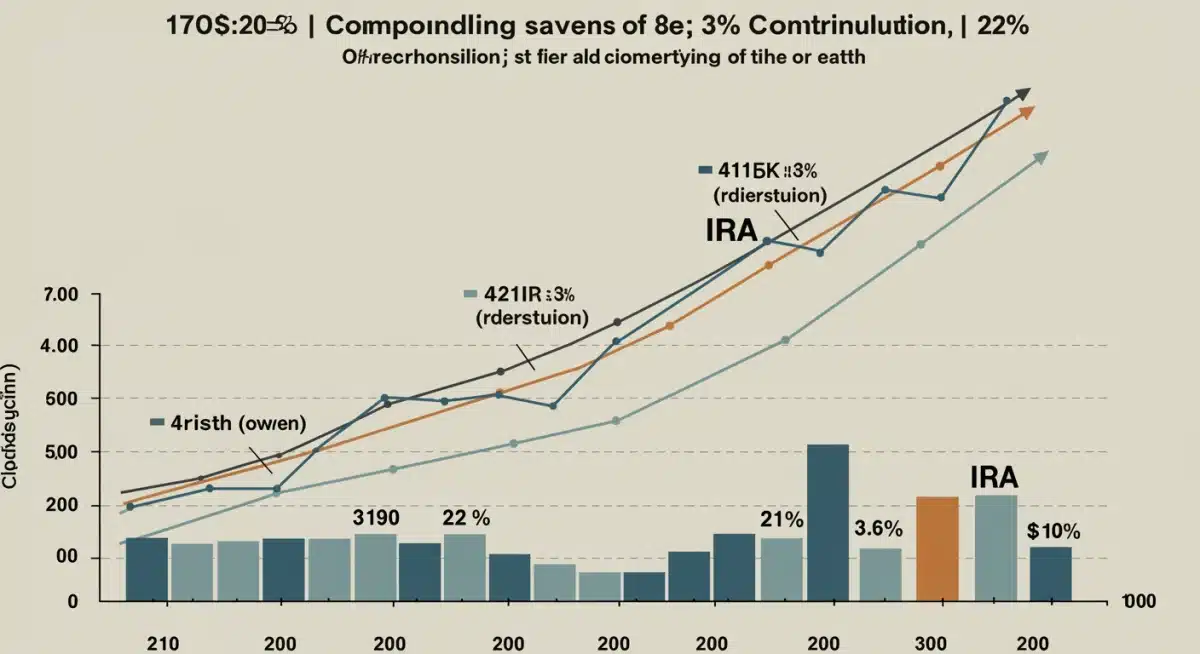 Infographic showing compounding growth from increased retirement contributions