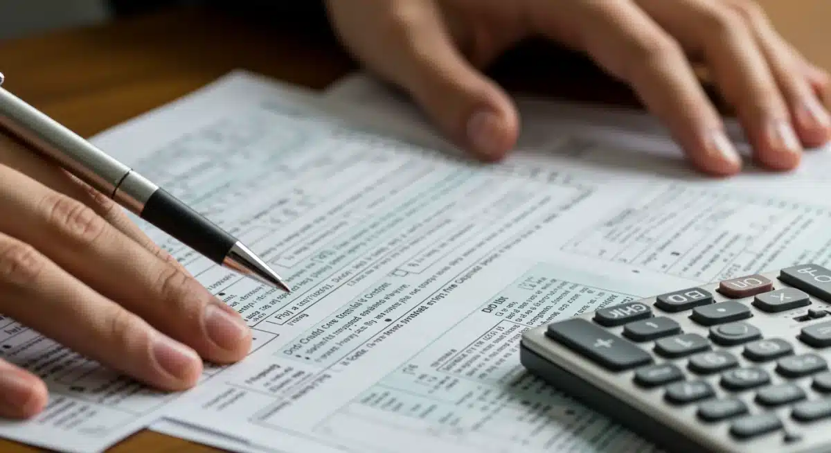 Hands filling out tax forms for 2025 Child Tax Credit application