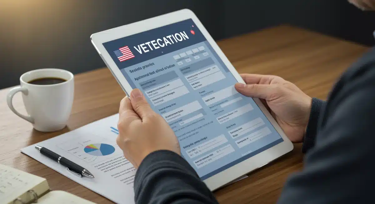 Veteran reviewing digital benefit application forms