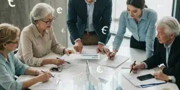 Diverse individuals reviewing documents, symbolizing 2025 federal benefit updates and financial planning.