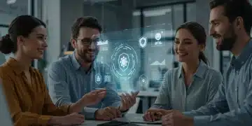 Micro-Credentials: Reshaping 2026 Education & Professional Development Diverse professionals engaging with micro-credential badges on a holographic screen in a futuristic office environment.