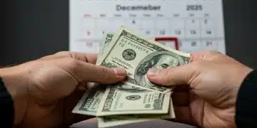 Hands holding US dollar bills with a calendar showing December 2025 deadline for unclaimed benefits.