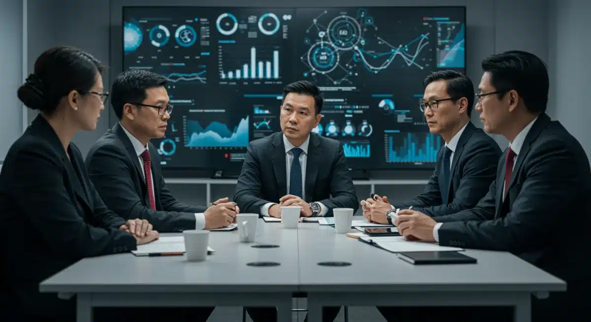 Policymakers and tech experts discussing AI policy development