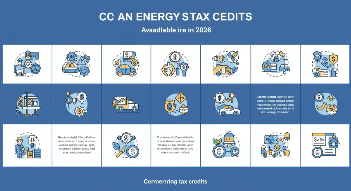 Infographic detailing various 2026 clean energy tax credits and their benefits for investors.