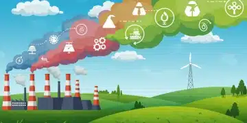 Graphic depicting new EPA emissions standards influencing industrial manufacturing towards cleaner energy solutions.