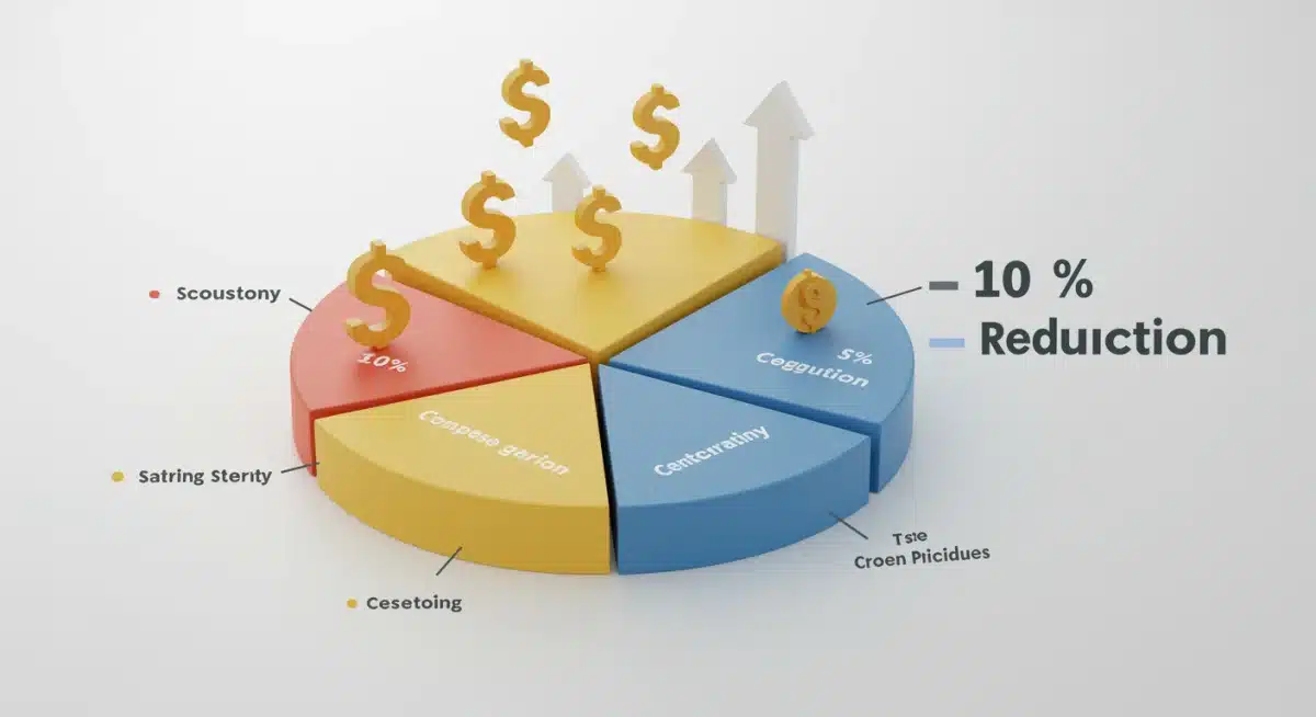Pie chart illustrating reduced expense categories and increased savings