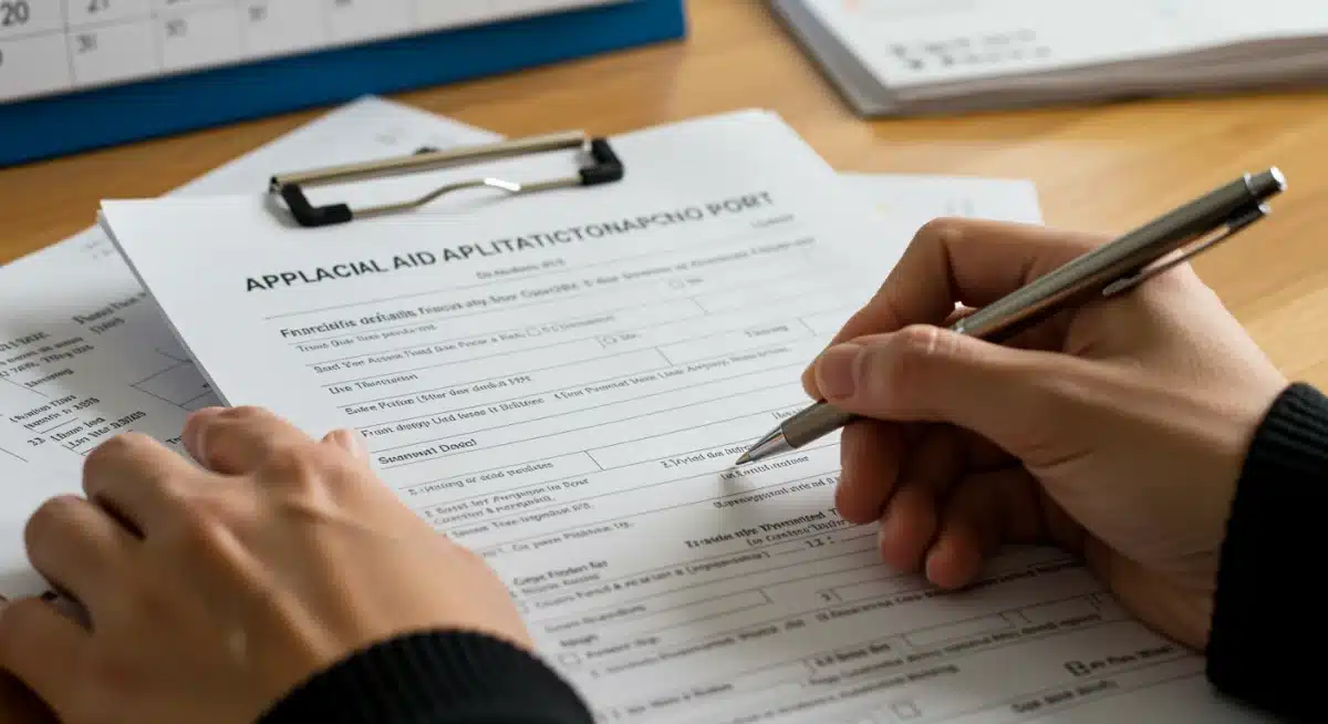 Person filling out emergency housing benefit application forms