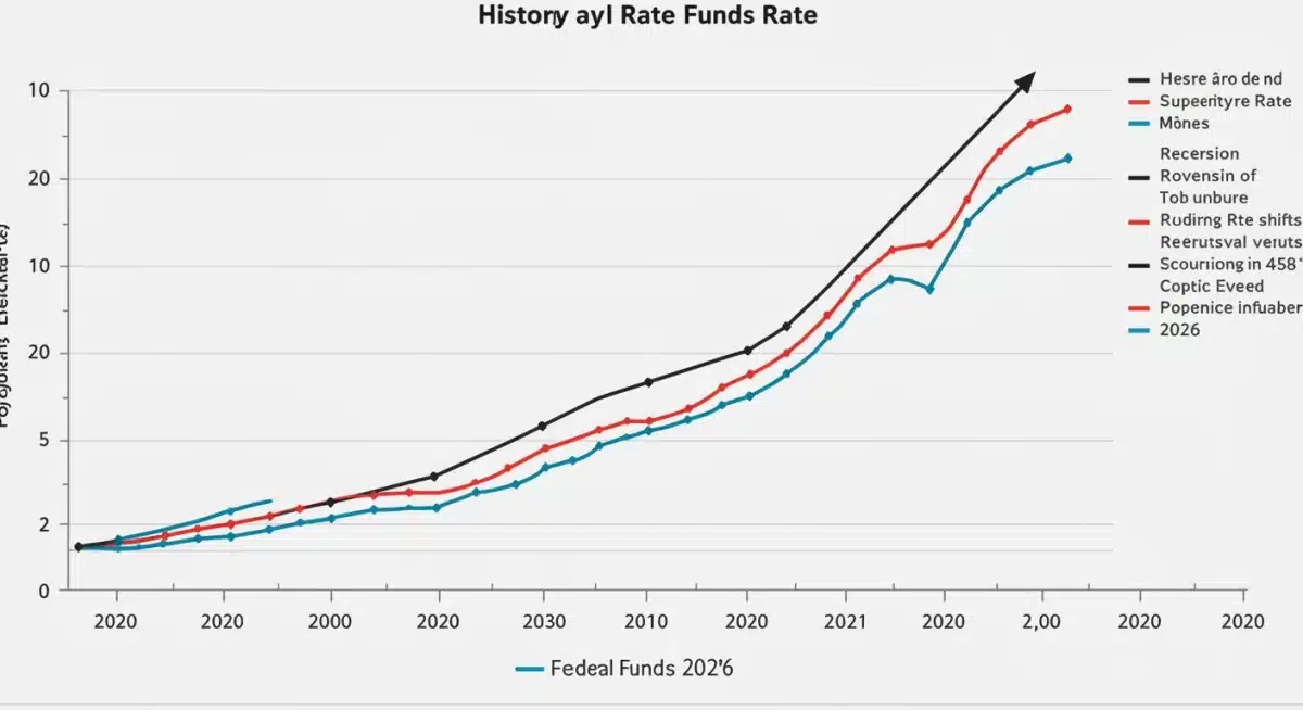 Graph showing historical and projected federal funds rate trajectory towards 2026.