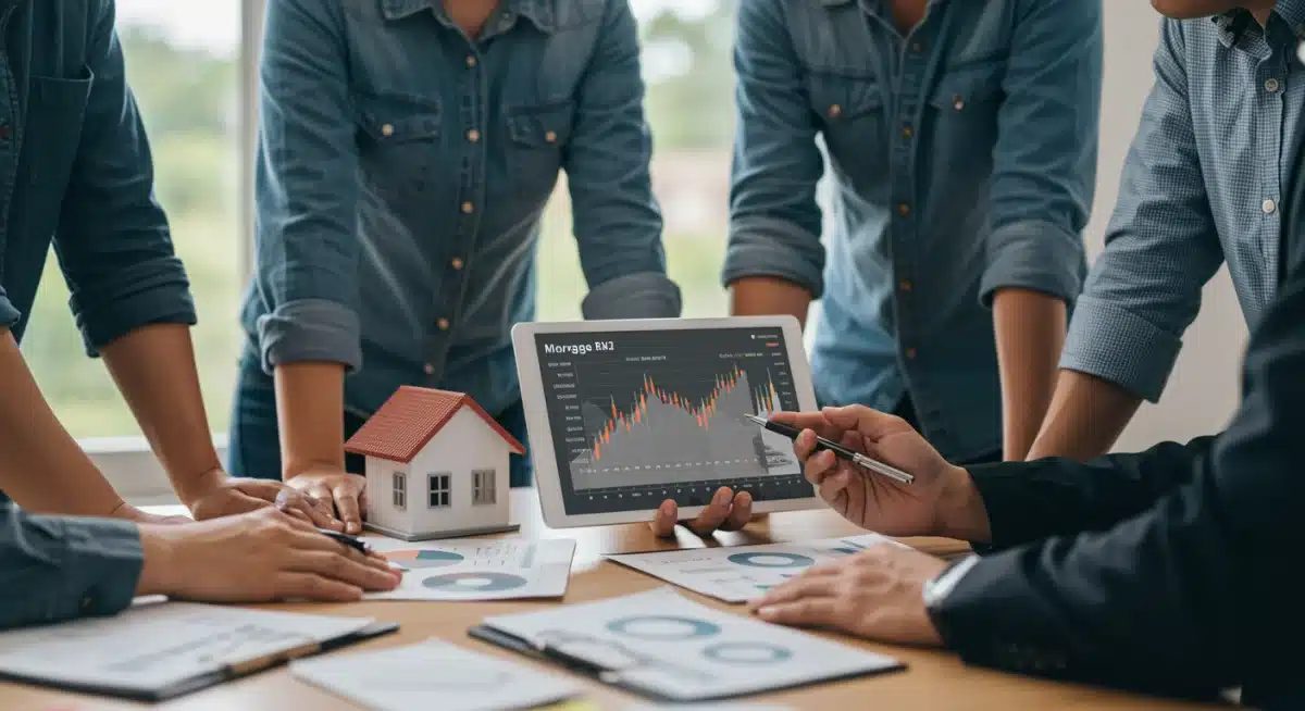 Homeowners discussing mortgage options with financial advisor