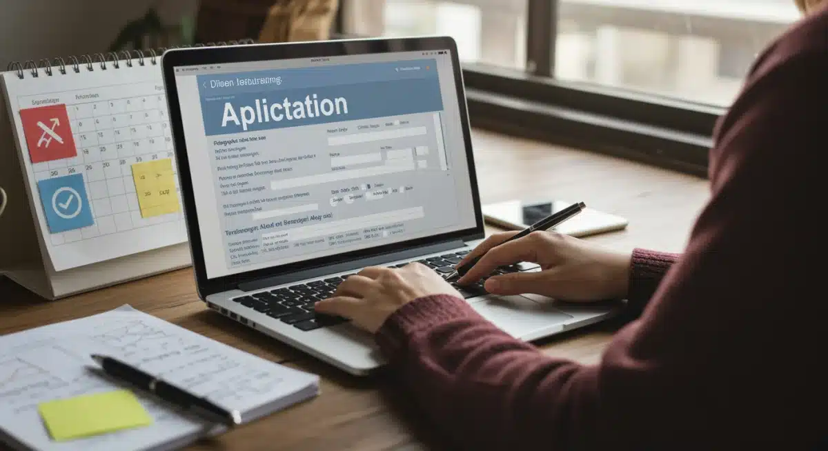Person applying for government assistance online.