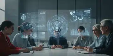 People analyzing holographic charts of 2026 federal benefits updates