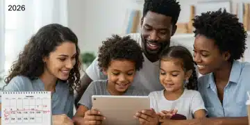 Family reviewing Child Tax Credit 2026 information on a tablet
