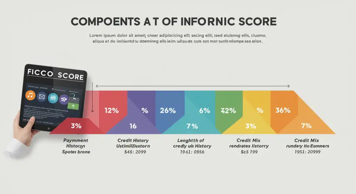 Infographic detailing the five key components of a FICO credit score