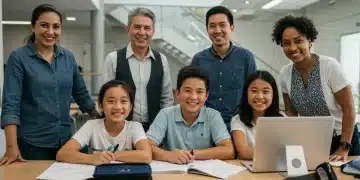 Teachers and students engaging in a vibrant classroom, highlighting the future of education.