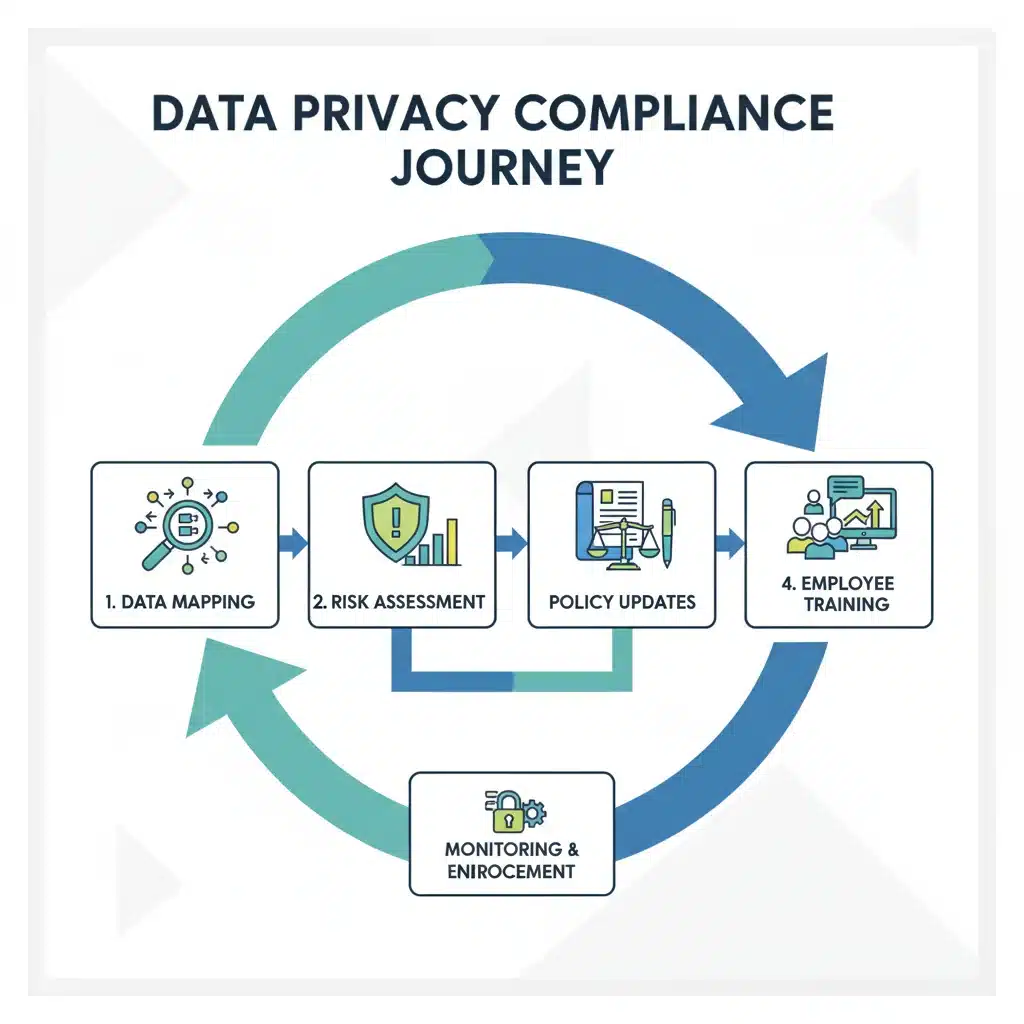 Infographic showing data privacy compliance steps