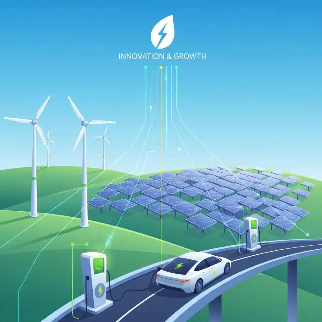 Renewable energy infrastructure symbolizing sustainable investment and growth