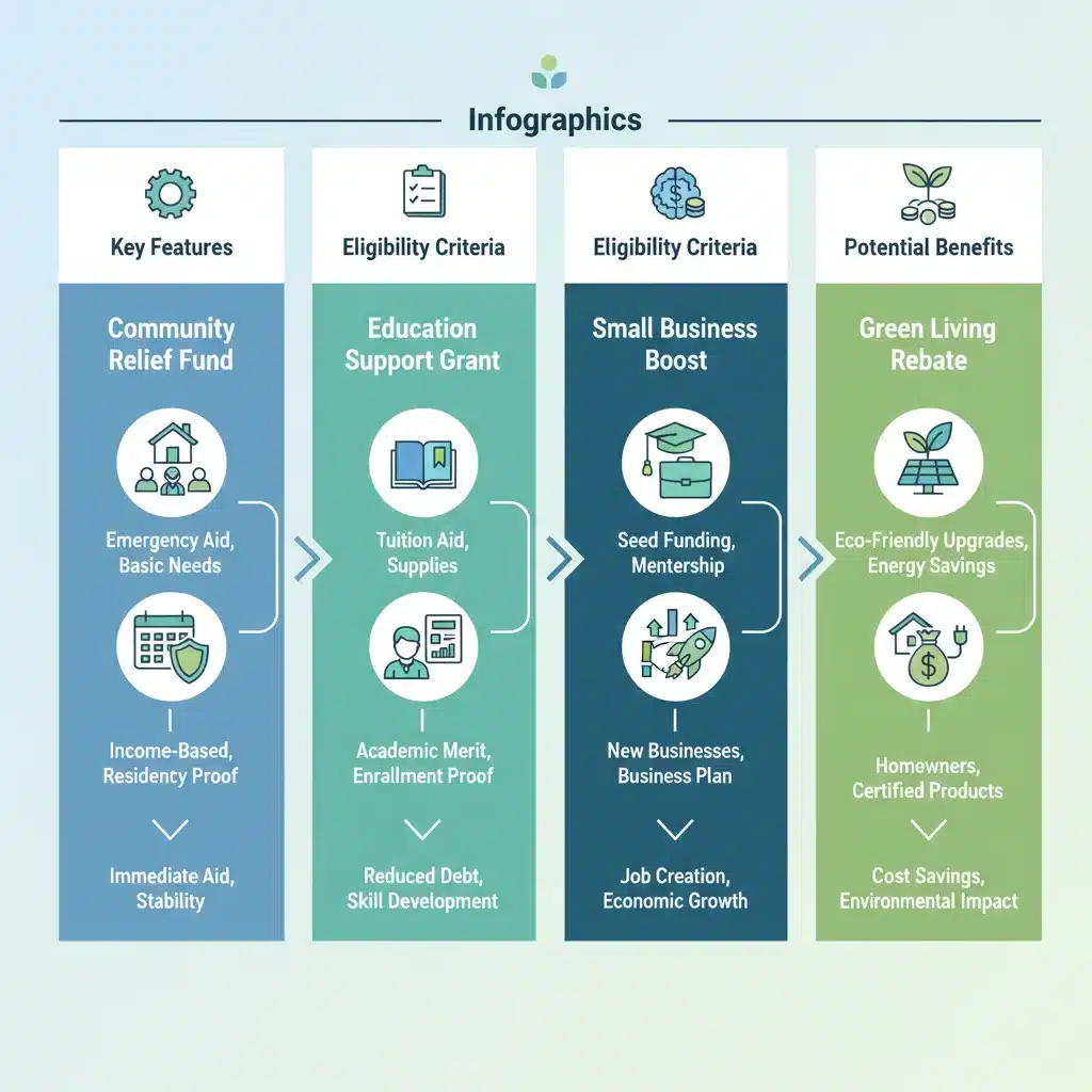 Infographic comparing four major financial assistance programs