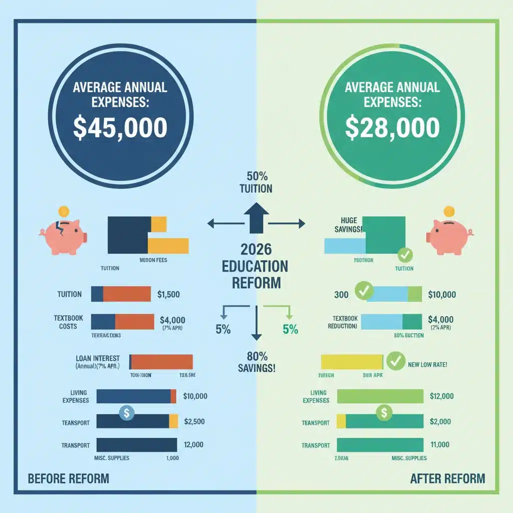 Infographic detailing student expense reduction post-2026 reform