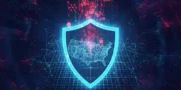 Digital shield protecting network from new US cybersecurity threats.